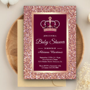 Invitation Rose Gold Parties scintillant Princesse Couronne r