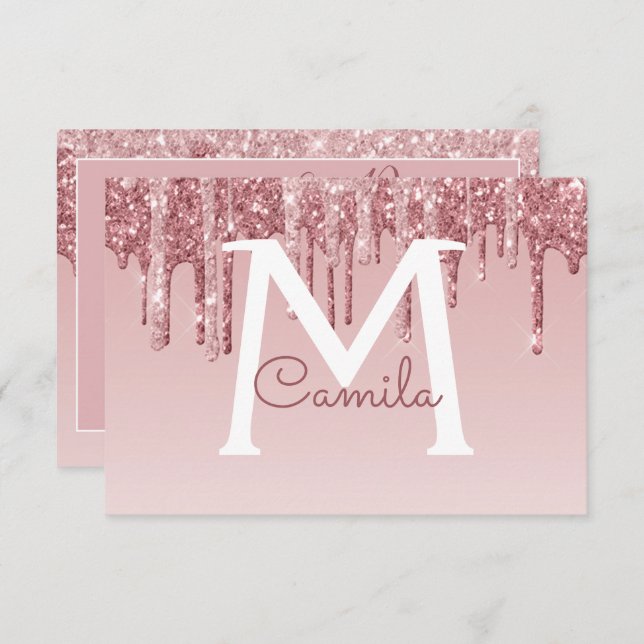 Invitation Rose Gold Parties scintillant Quinceanera Enregist (Devant / Derrière)