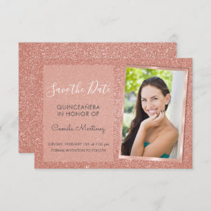 Invitation Rose Gold Parties scintillant Quinceanera Sauvez l