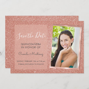 Invitation Rose Gold Parties scintillant Quinceanera Sauvez l