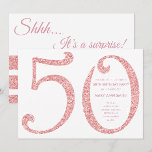 Invitation Rose Gold Parties scintillant Surprise 50e anniver