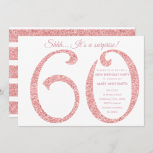 Invitation Rose Gold Parties scintillant Surprise 60e anniver