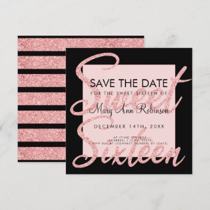 Invitation Rose Gold Parties scintillant Sweet 16 Enregistrer
