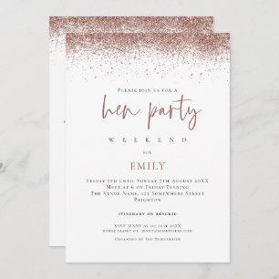 Invitation Rose Gold Parties scintillant Week-end Itinéraire