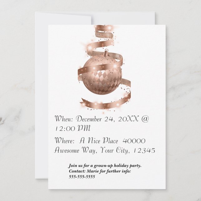 Invitation Rose Gold Personnalisable Vacances Inivitation (Dos)