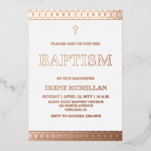 Invitation rose Gold Pink Baptism Foil