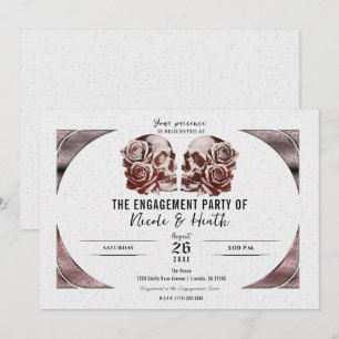 Invitation Rose Gold Pink Crâne Vintage Glam Engagement