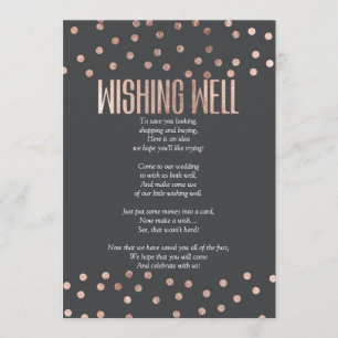 Invitation Rose Gold Pois Charcoal Black Wishing well
