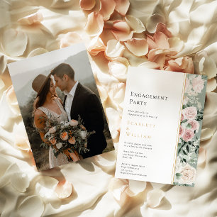 Invitation Rose Gold Poussiéreux Sage Moderne Photo Fête de F