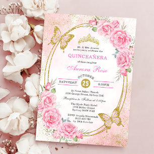 Invitation Rose Gold Quinceanera Miss Quince 15 Anos Annivers