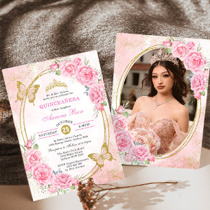 Invitation Rose Gold Quinceanera Miss Quince 15 Anos Photo