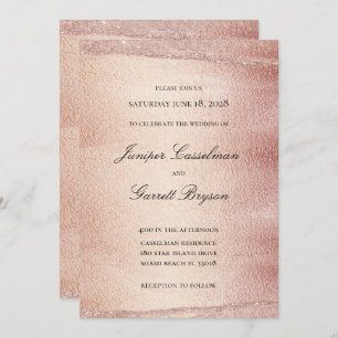 Invitation Rose Gold Rhapsody Mariage Elegant Sparkling Gold