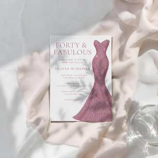 Invitation Rose Gold Rose 40e et fabuleux 40e anniversaire
