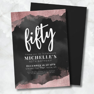 Invitation Rose Gold Rose 50e Anniversaire