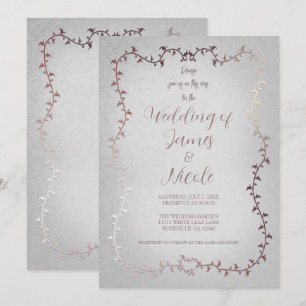 Invitation Rose Gold rose Botanique Feuille Storybook Mariage