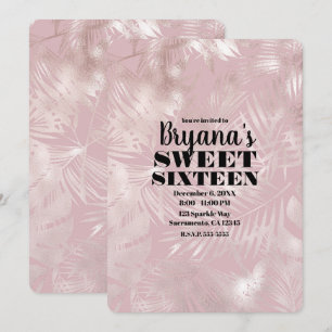 Invitation Rose Gold Rose Botanique Tropicale Palme Douce 16