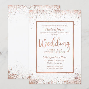 Invitation Rose Gold Rose Glamour Moderne Mariage Chic