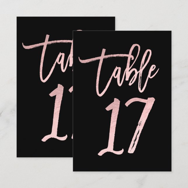 Invitation Rose Gold Rose Moderne Feuille de Table Numéro 17 (Devant / Derrière)