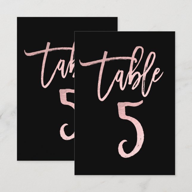Invitation Rose Gold Rose Moderne Feuille de Table Numéro 5 (Devant / Derrière)