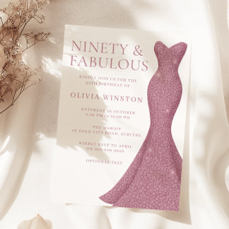 Invitation Rose Gold Rose Ninety et fabuleux 90e anniversaire