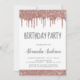 Invitation Rose Gold Rose Parties scintillant étincelle N'im