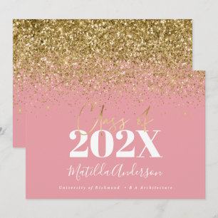 Invitation rose gold script moderne élégant de remise de dipl