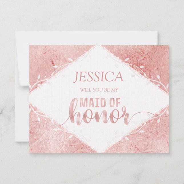 Invitation Rose Gold Shimmer sera-tu ma servante d'honneur (Devant)