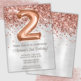 Invitation Rose Gold Silver 2e anniversaire de fête Invitatio