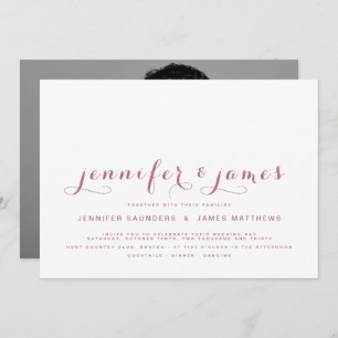 Invitation Rose Gold Simple Élégant Script Photo Mariage