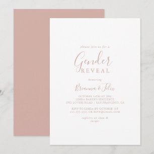 Invitation Rose Gold Simple Minimaliste Sexe Revevela Party
