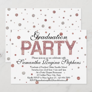 Invitation Rose Gold Sparkle Confetti Graduation Party