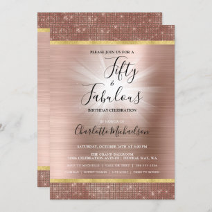 Invitation Rose Gold Sparkle Glam Cinquante et fabuleux Anniv