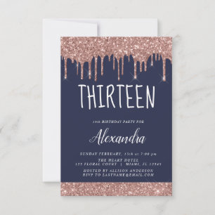 Invitation Rose Gold Sparkle Parties scintillant 13e Treize A