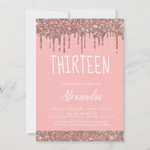 Invitation Rose Gold Sparkle Parties scintillant 13e Treize A