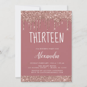 Invitation Rose Gold Sparkle Parties scintillant 13e Treize A