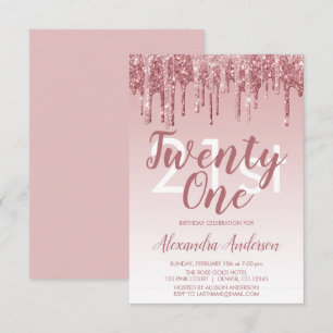 Invitation Rose Gold Sparkle Parties scintillant 21e fête d'a