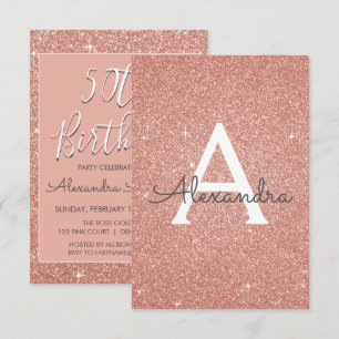 Invitation Rose Gold Sparkle Parties scintillant 50e fête d'a