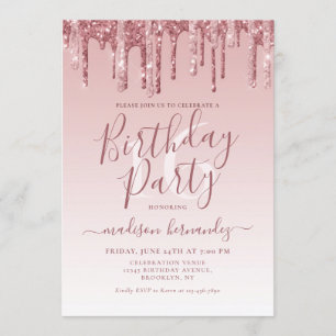 Invitation Rose Gold Sparkle Parties scintillant de séchage 1