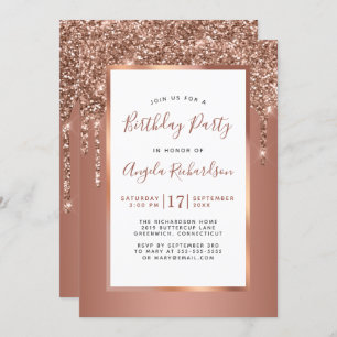Invitation Rose Gold Sparkle Parties scintillant Drivers Anni