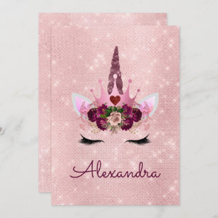 Invitation Rose Gold Sparkle Parties scintillant Fille fête d