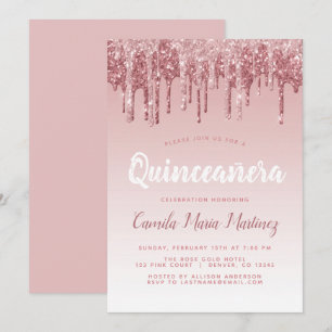 Invitation Rose Gold Sparkle Parties scintillant Quinceanera 