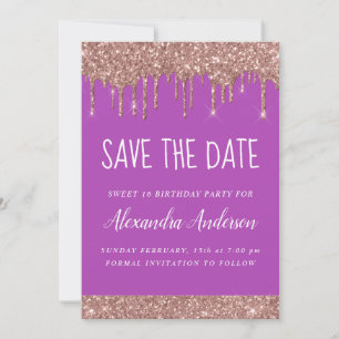 Invitation Rose Gold Sparkle Parties scintillant Sweet 16 Enr
