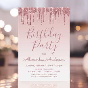 Invitation Rose Gold Sparkle Parties scintillant Tout âge Ann