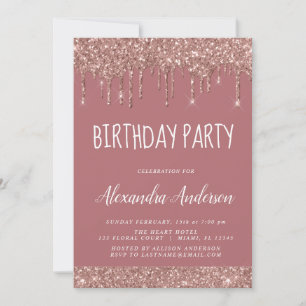 Invitation Rose Gold Sparkle Parties scintillant Tout âge Ann