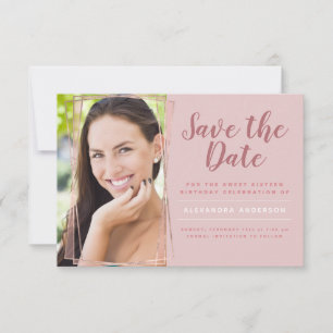Invitation Rose Gold Sweet 16 Anniversaire Enregistrer la dat