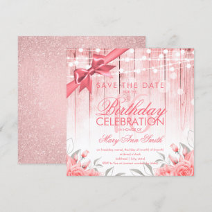 Invitation Rose Gold Sweet 16 Fleurs et Parties scintillant é