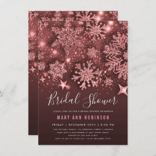 Invitation Rose Gold Winter Fête de l'mariée Parties scintill