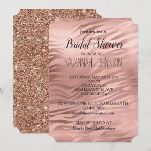 Invitation Rose Gold Zebra Print