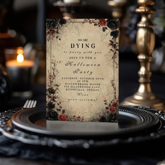 Invitation Rose gothique Cobweb Halloween Célébration (Créateur téléchargé)