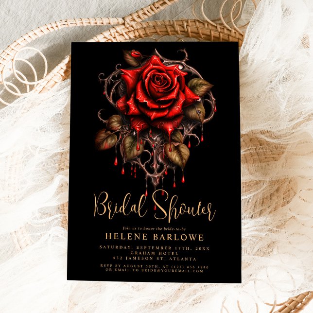 Invitation Rose gothique Floral Moody Fête des mariées (Rose Gothic Floral Moody Bridal Shower Invitation)